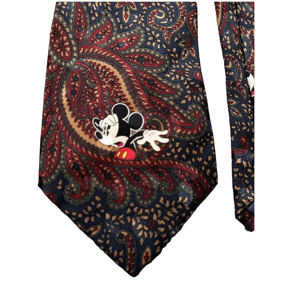 Mickey Mouse Men's Necktie Vintage Silk Paisley Disney Store  Handmade